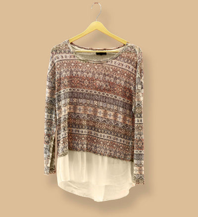 Boho Print Layered Long Sleeve Blouse