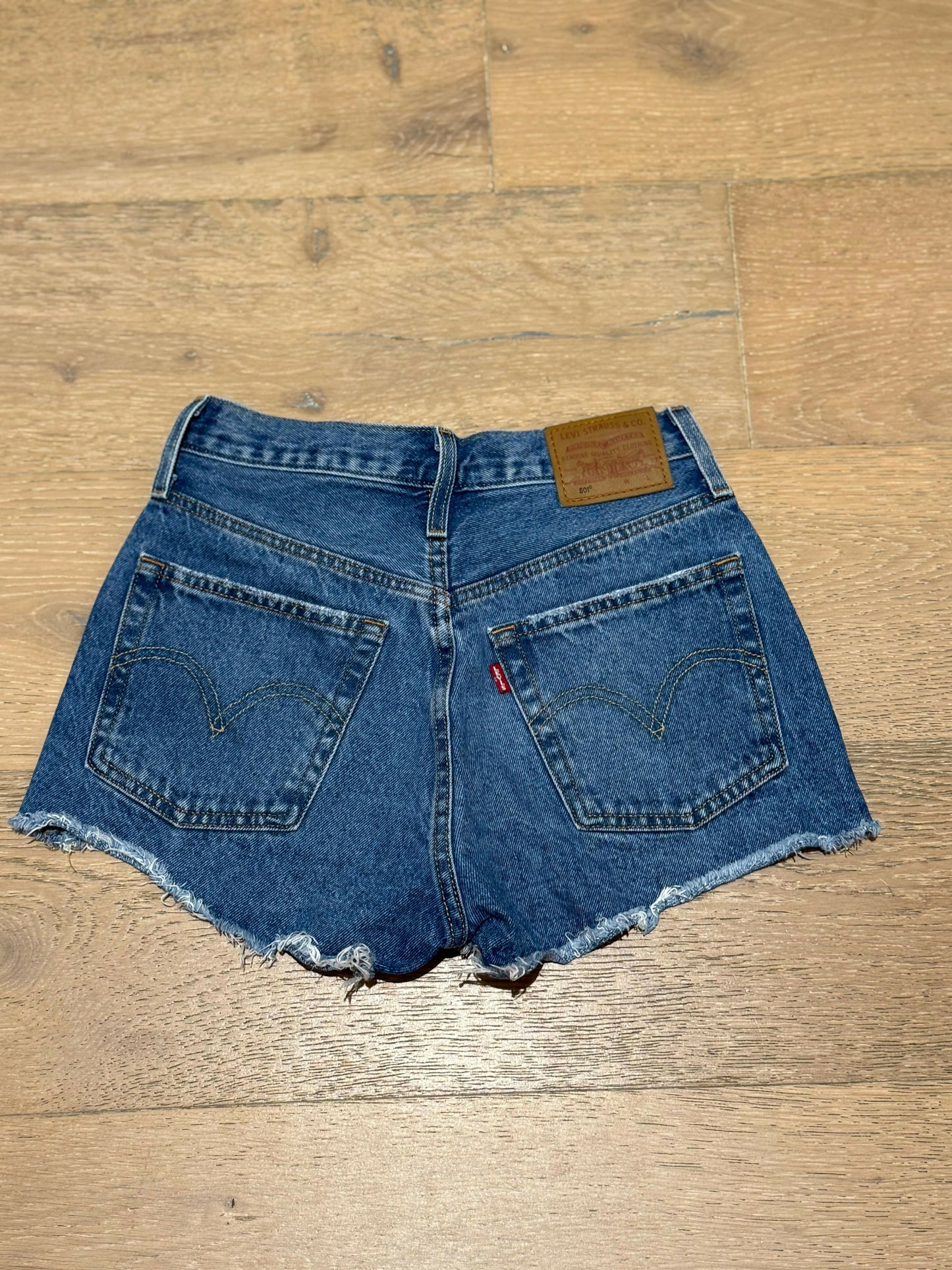 Dark Wash Distressed Denim Shorts