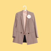 Checked Blazer with Flower Detail