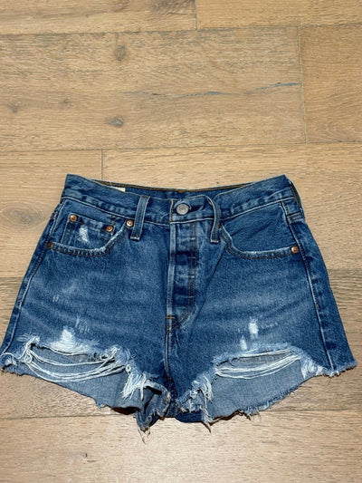 Dark Wash Distressed Denim Shorts